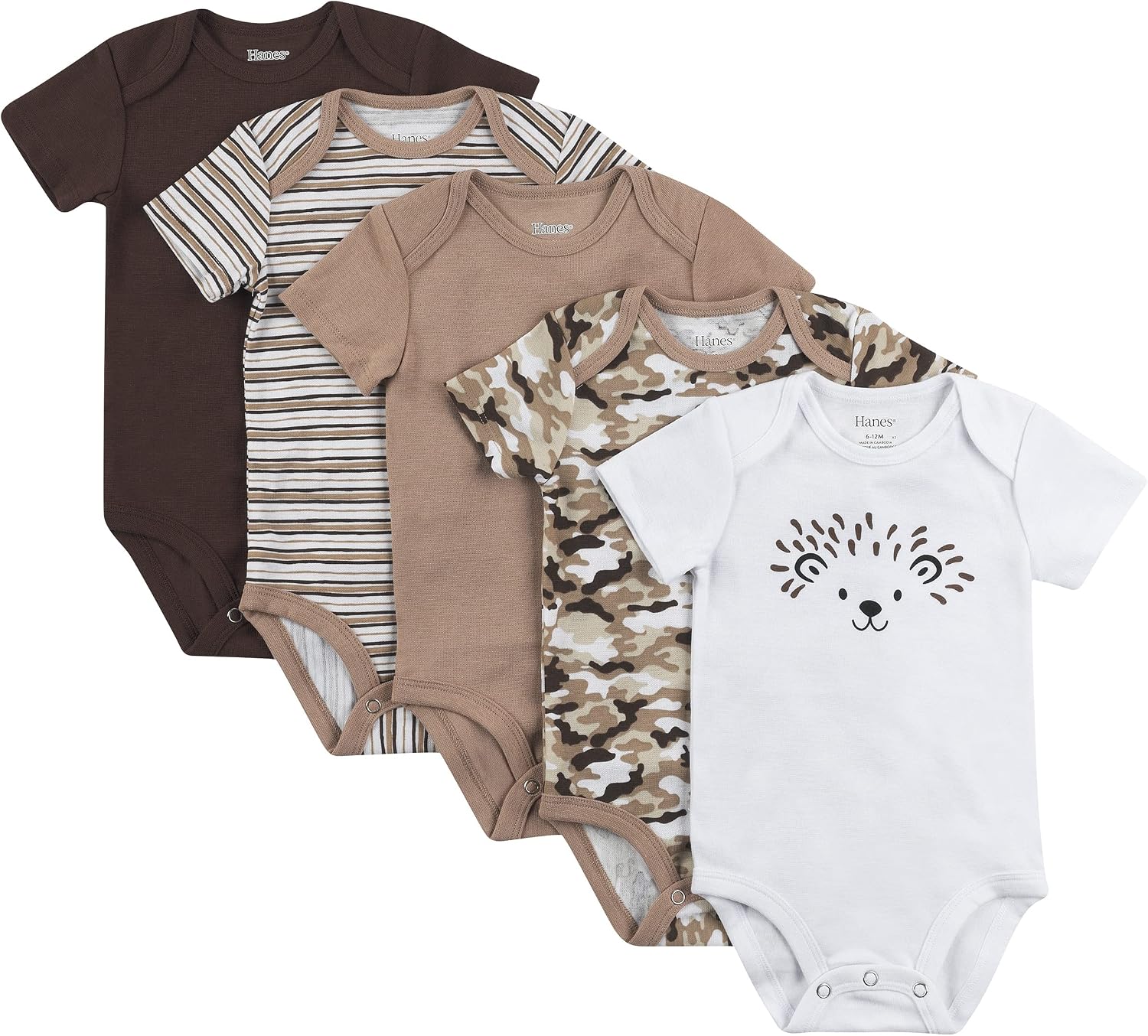Hanes Baby Bodysuits, Ultimate Flexy Short Sleeve for Boys & Girls, 5-Pack