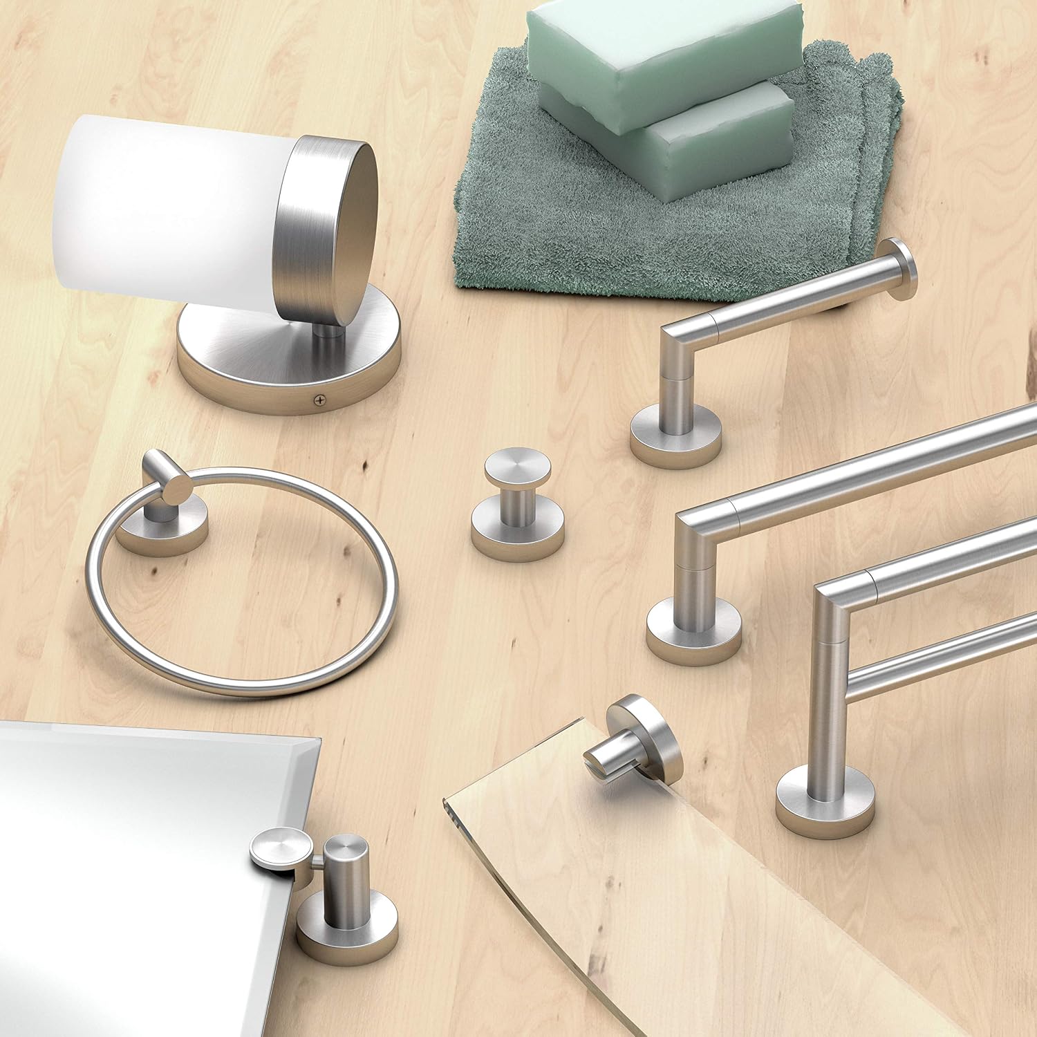 Gatco 4645A Glam 2 Hook Double Robe Hook, Wall Mounted Hook for Bathroom Towels & Robes, 3.10 Inch W, Satin Nickel