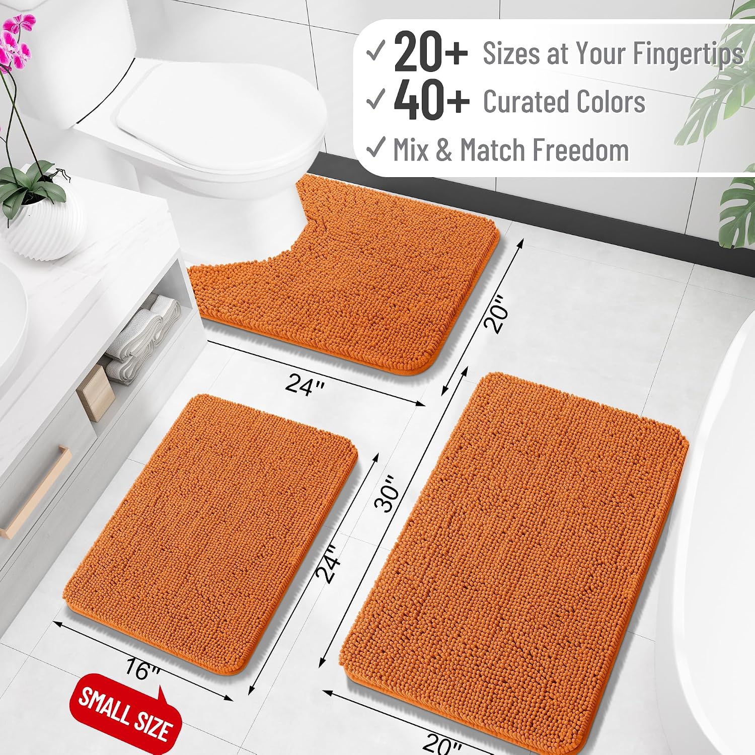 OLANLY Bathroom Rugs 34x21, Extra Soft Absorbent Chenille Bath Rugs