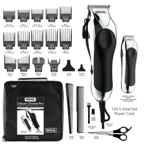 Wahl Clipper USA Deluxe Corded Chrome Pro Complete Hair & Trimming Kit