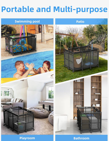 POOLHOUR XXL Large Pool Float Storage Bin, Pool Toy Organizer, Black
