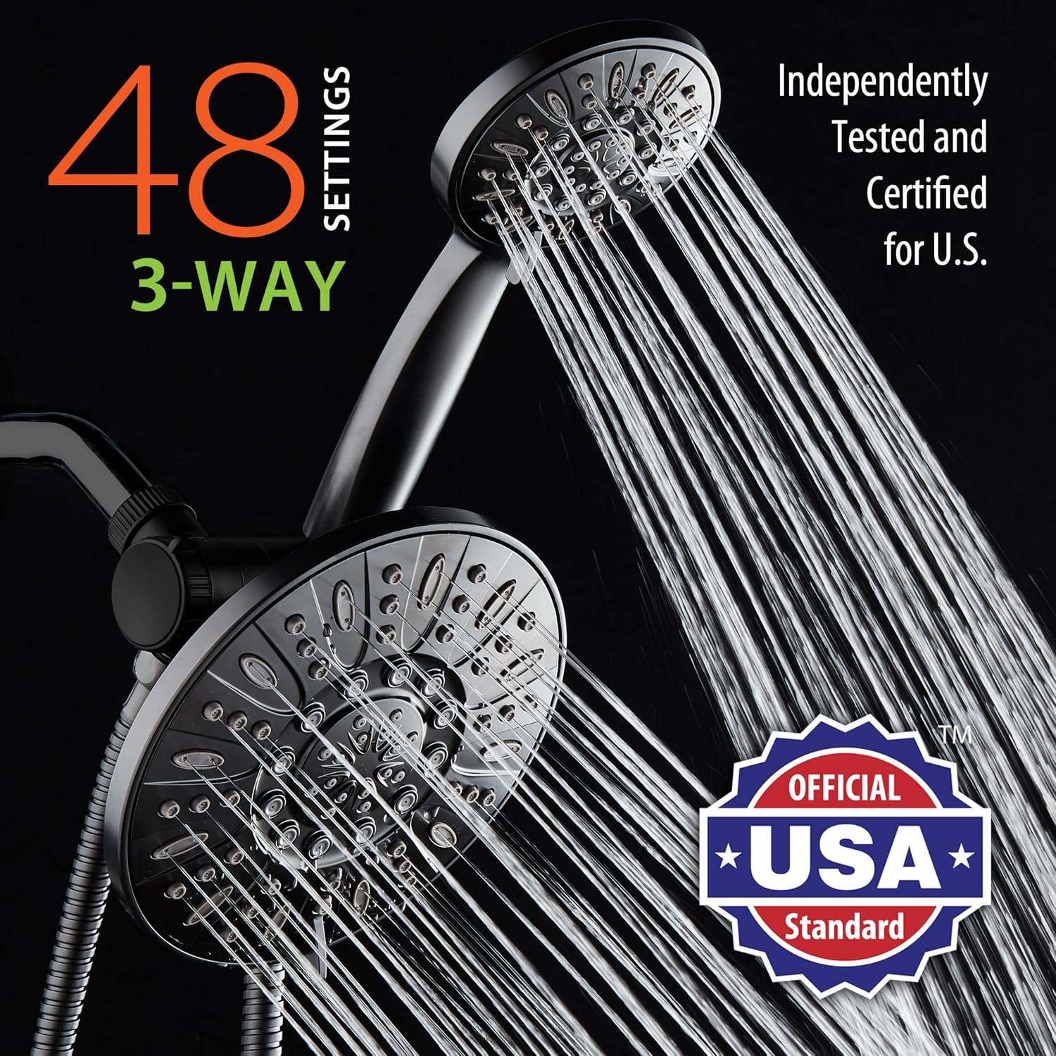 AquaDance 7" Premium High Pressure 3-way Rain & Handheld Shower Head Combo