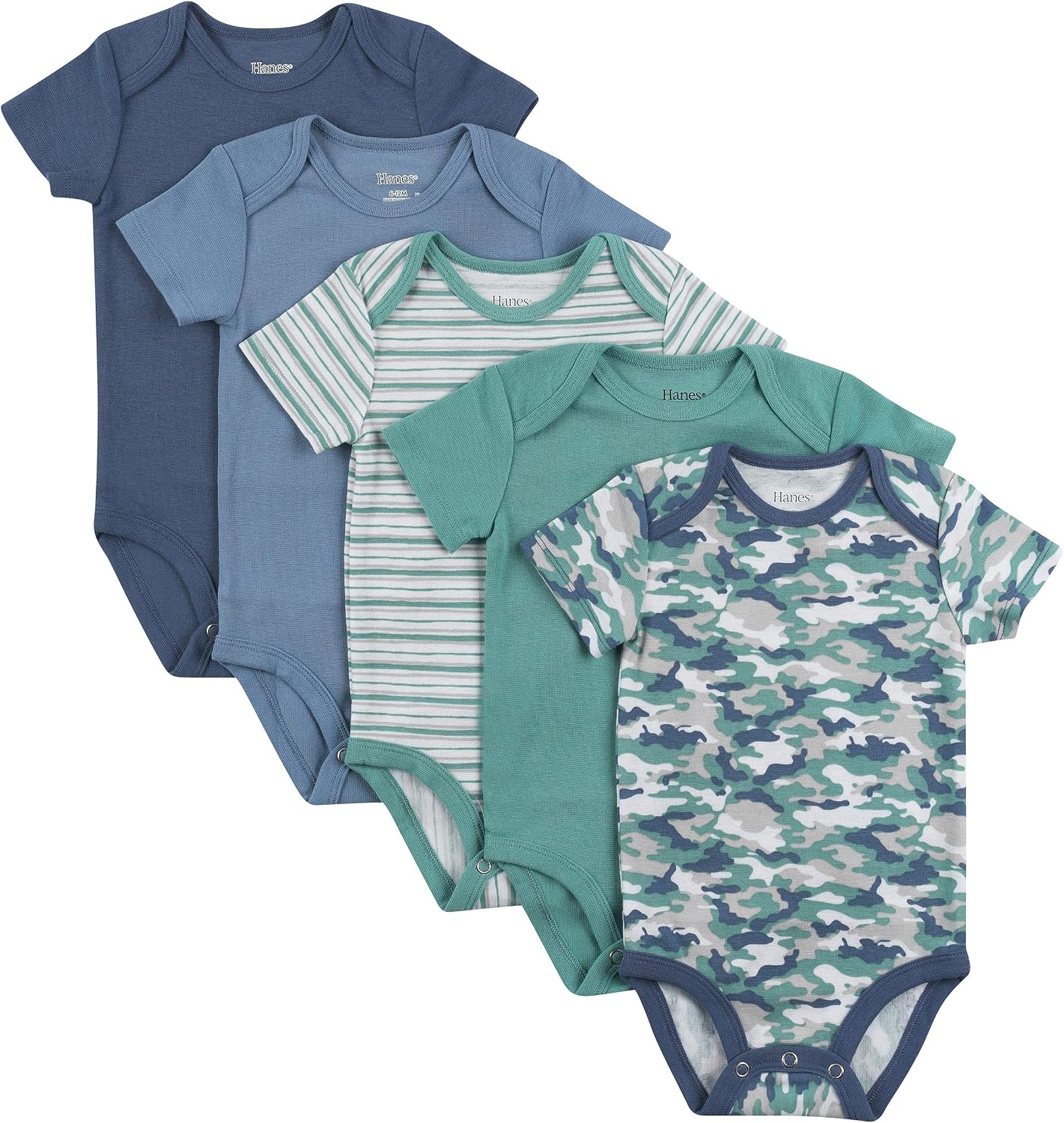 Hanes Baby Bodysuits, Ultimate Flexy Short Sleeve for Boys & Girls, 5-Pack