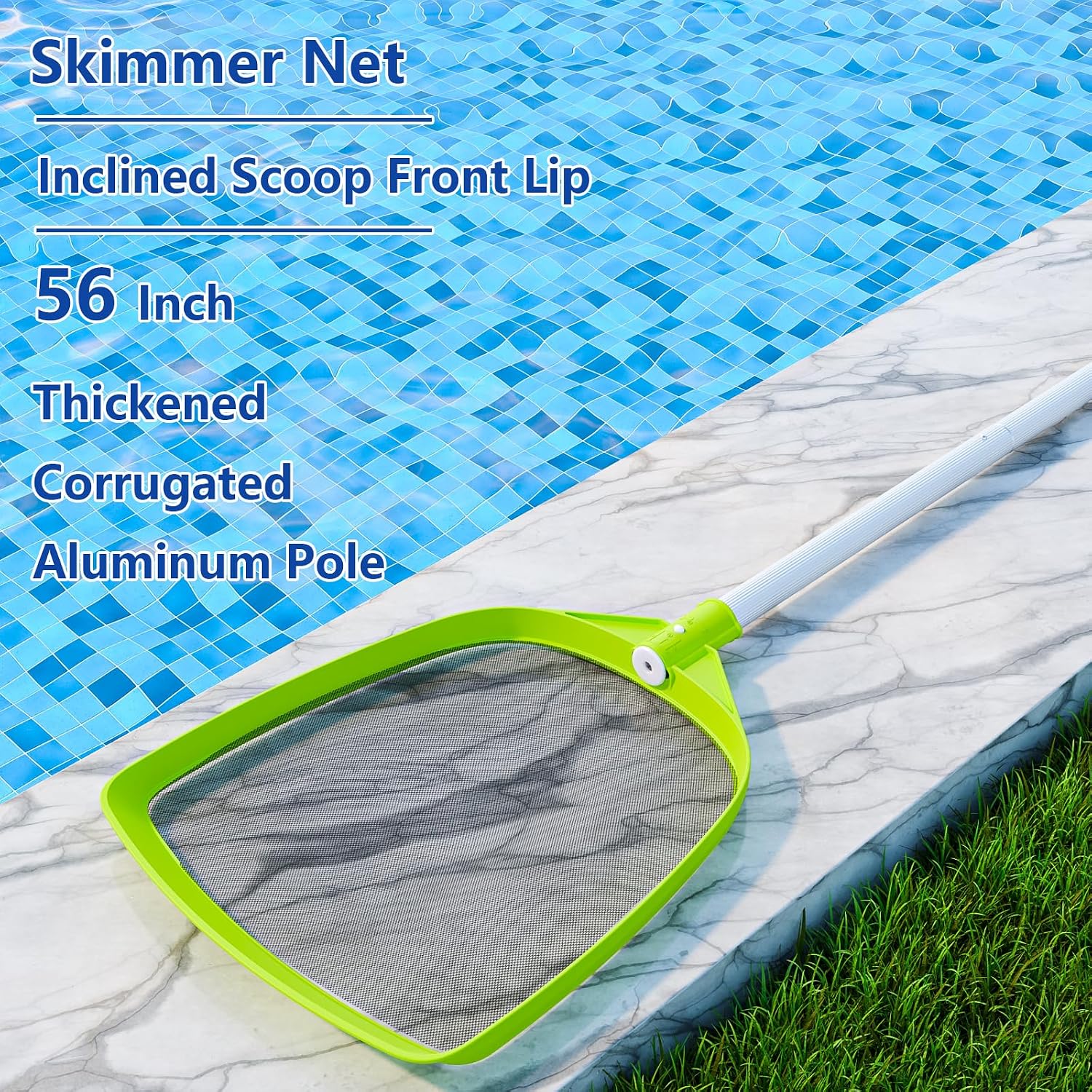 Sepetrel Pool Skimmer Net- Total Length 72 inches Rake with Pole,Accessories for Cleaning Inground/Above Ground Swimming Pool, Pond,Spa and Hot Tub Leaf Debris