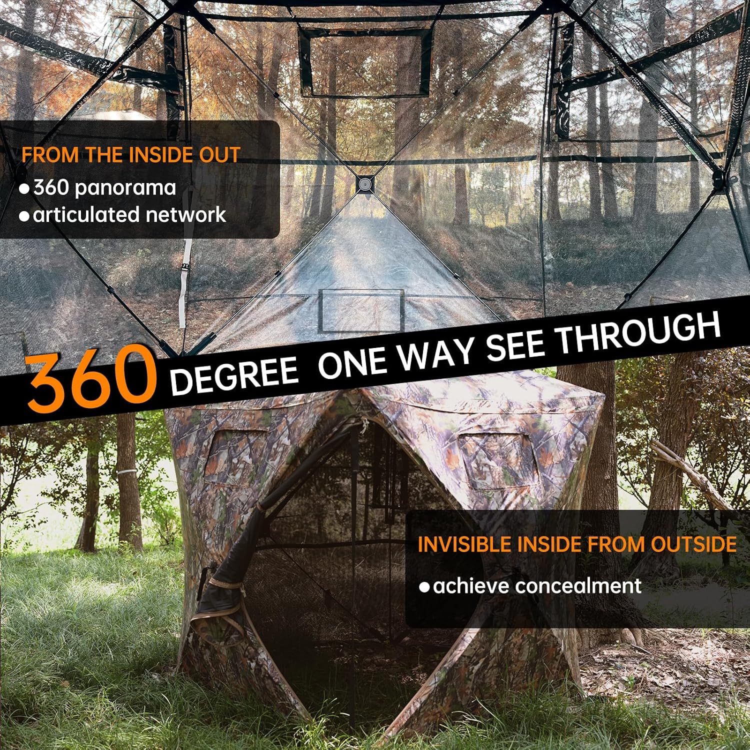 360/270 Degree See Through Hunting Blind, Pop Up Ground Blind