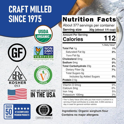 Great River Milling Organic Sorghum Flour, Gluten Free, 25 lb