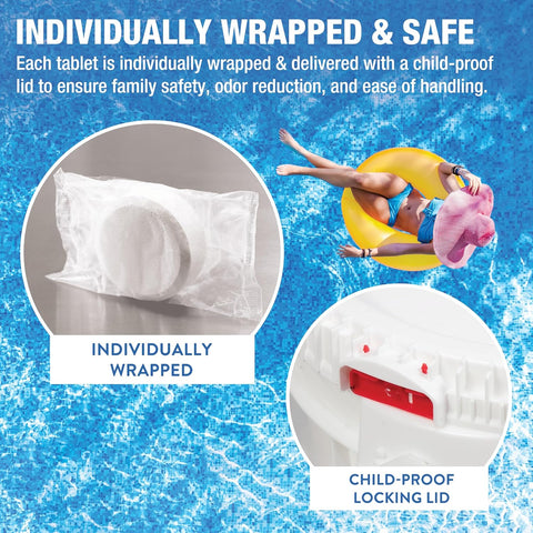 Doheny’s 3-Inch Stabilized Chlorine Tablets for Sanitizing Swimming Pools | 99% Pure Tri-Chlor, 90% Available Chlorine | Long-Lasting, UV-Protected, Slow-Dissolving | Individually Wrapped 25lb Bucket