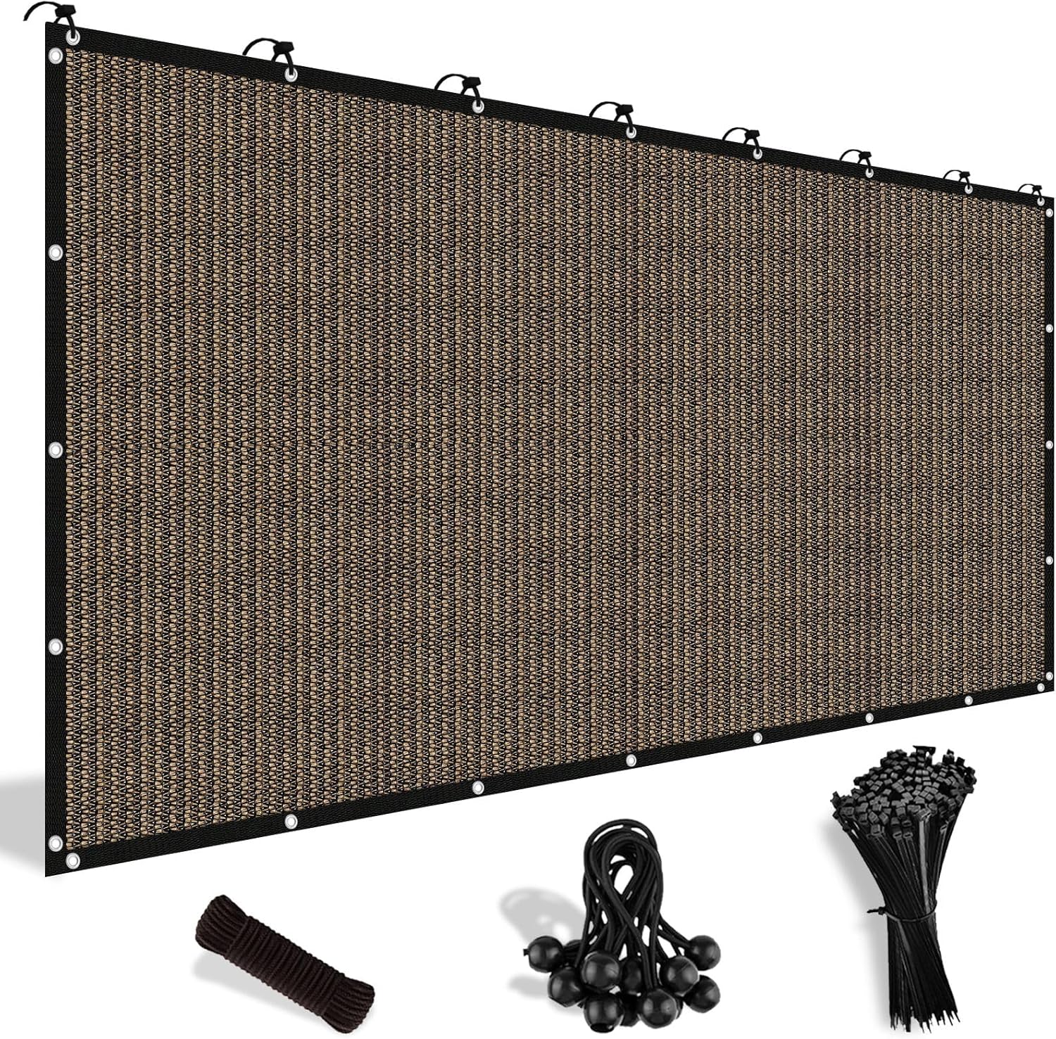 Shade&Beyond 90% Sun Shade Cloth with Grommets, 12' X 20' Pergola Shade Cover Canopy, Mesh Tarp Sun Screens for Patio, Outdoor, Garden, Backyard, Mocha