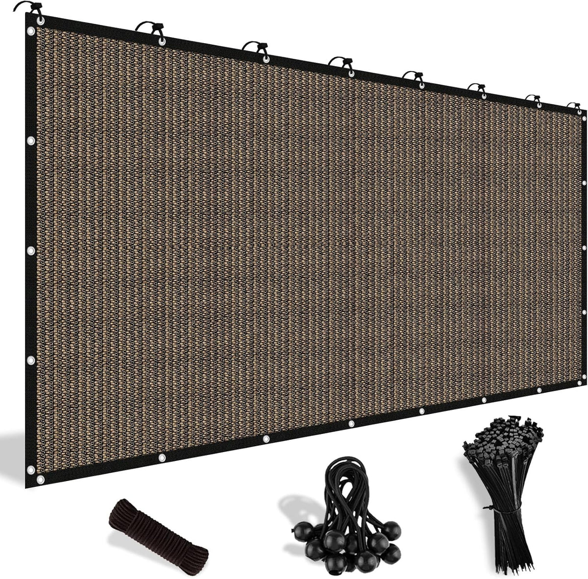 Shade&Beyond 90% Sun Shade Cloth with Grommets, 12' X 20' Pergola Shade Cover Canopy, Mesh Tarp Sun Screens for Patio, Outdoor, Garden, Backyard, Mocha