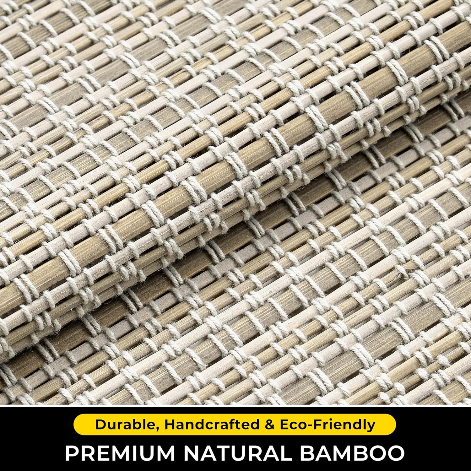 UNISHADES Bamboo Roman Shades w/Valance, 20" W × 64" H, Greystone