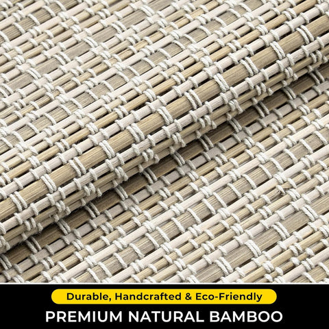 UNISHADES Bamboo Roman Shades w/Valance, 20" W × 64" H, Greystone