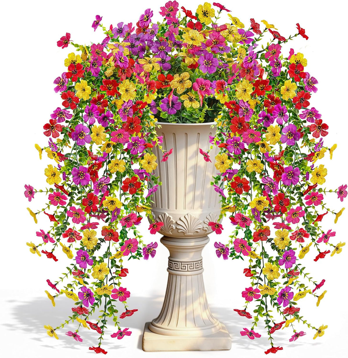 Der Rose UV Resistant Artificial Hanging Flowers for Outdoors, 2Pcs Silk Fake Dasiy Faux Hanging Flowers for Outdoor Planter Porch Balcony Yard Decor