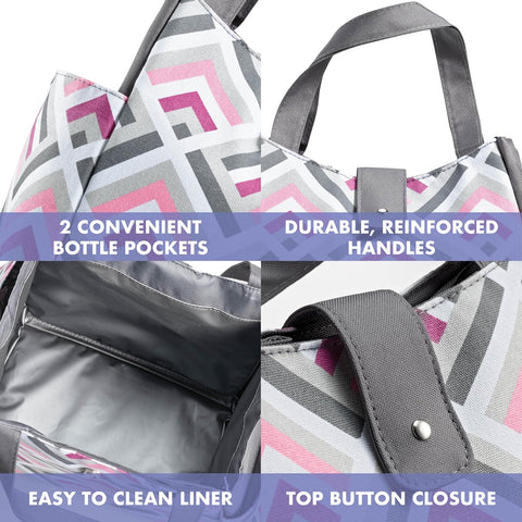 Fit & Fresh Lunch Bag For Women, Insulated Womens Lunch Bag For Work, Leakproof & Stain-Resistant Large Lunch Box For Women With Containers and Matching Tumbler, Snap Closure Westport Bag Magenta