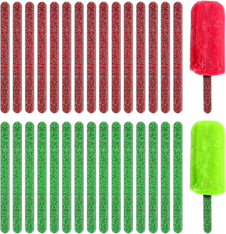 30 Pcs Reusable Acrylic Cakesicle Sticks, 4.5 Inches, Red, Green