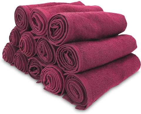 Arkwright Bleach Resistant Salon Towels 12 Pack - 100% Cotton Hair Towels, Soft, Absorbent, Quick Dry Spa & Barber Towels for Hair Stylist, Nail Salon & Esthetician, 16 x 28, Burgundy