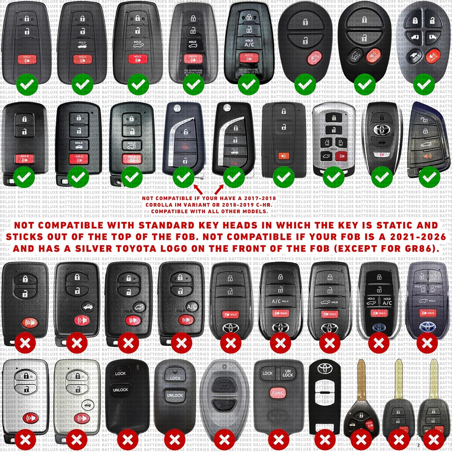 Key Fob Replacement Batteries for Toyota, Pack of 2