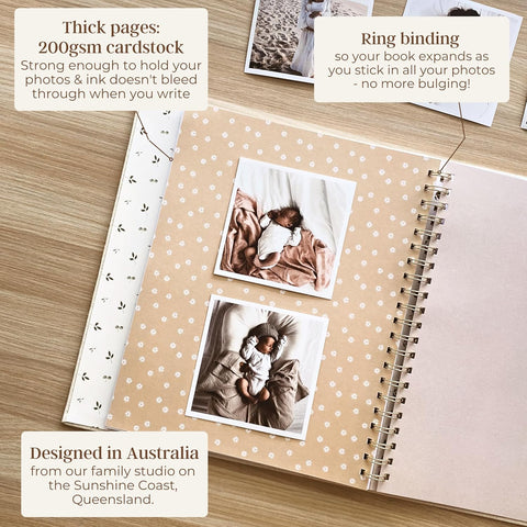 Peachly Baby Book for Girl - First Year Memory Book Keepsake - Clementine