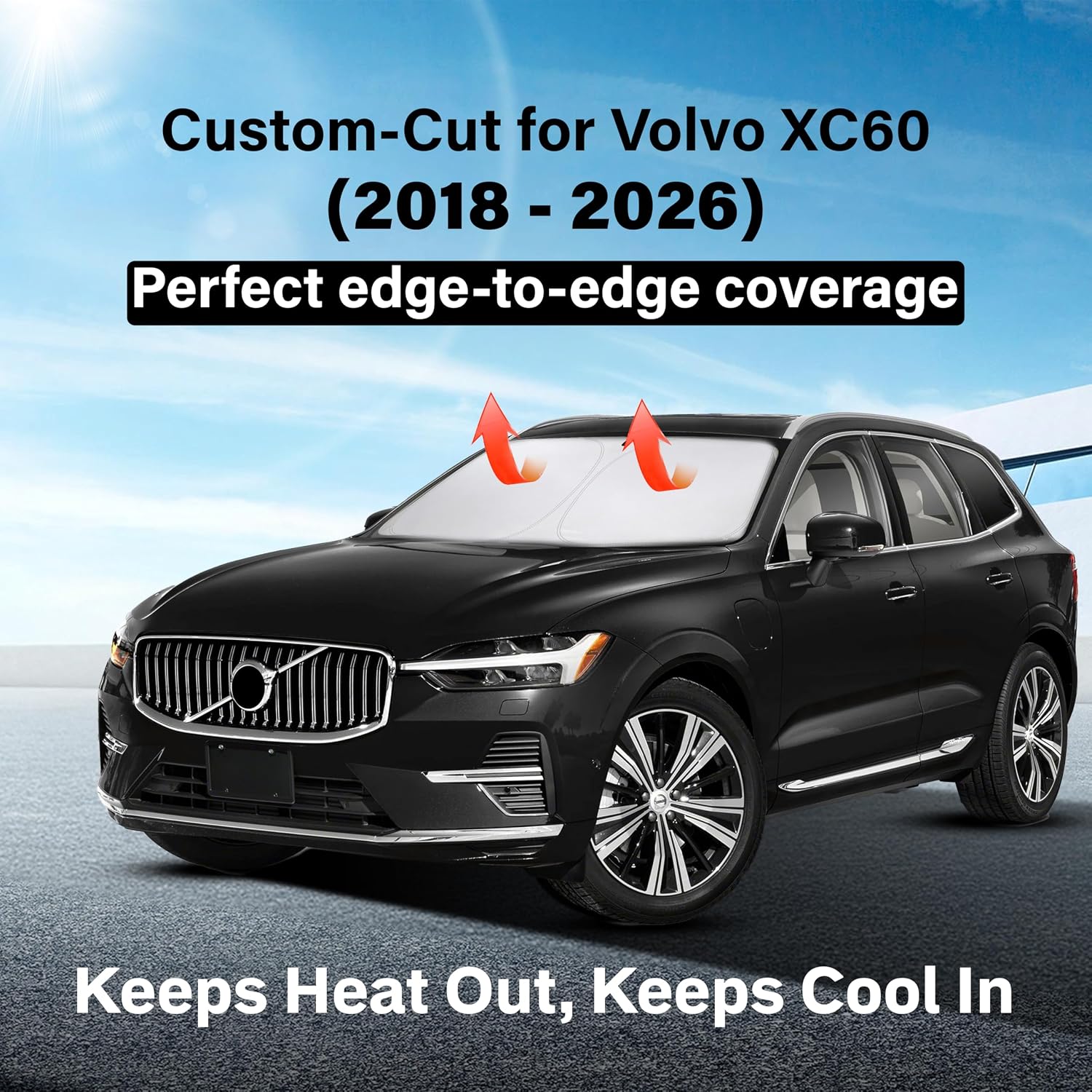 EcoNour Windshield Sunshade Compatible for Volvo XC60 2018-2024 2025 2026
