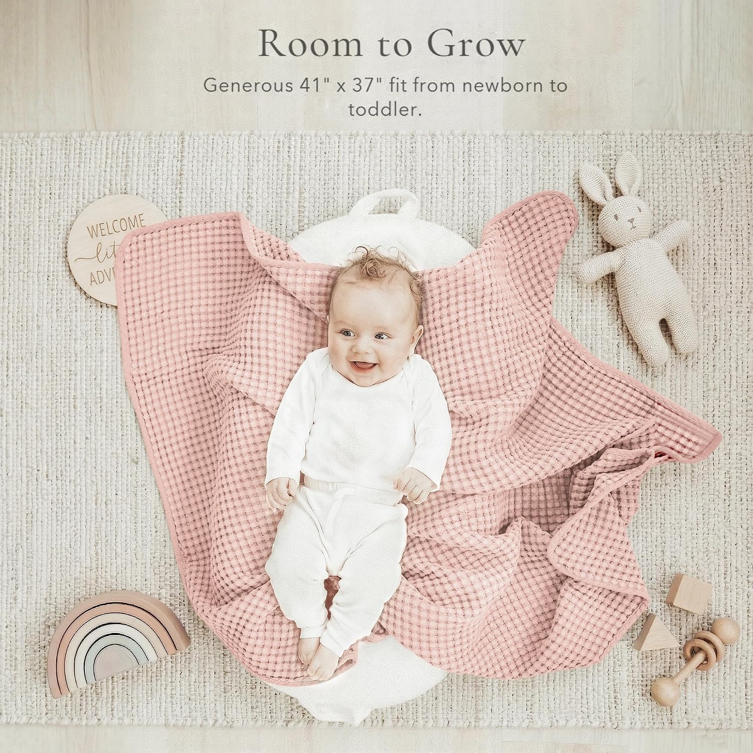 Konssy Waffle Baby Blanket for Boys & Girls, Soft Newborn Swaddle Blanket