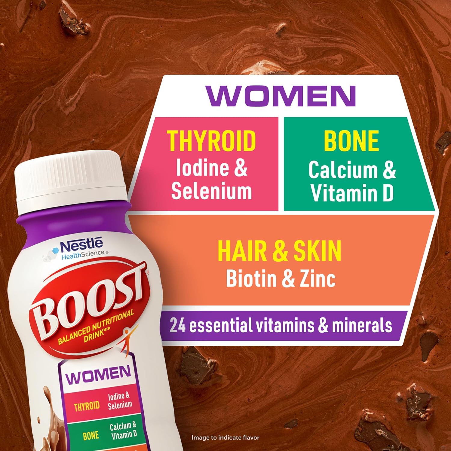 BOOST Women Balanced Nutritional Drink, Rich Chocolate, 8 fl oz (Pack of 24)