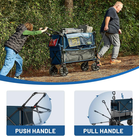 TIMBER RIDGE Push & Pull Double Decker Wagon, 400L Capacity & 450lb Load