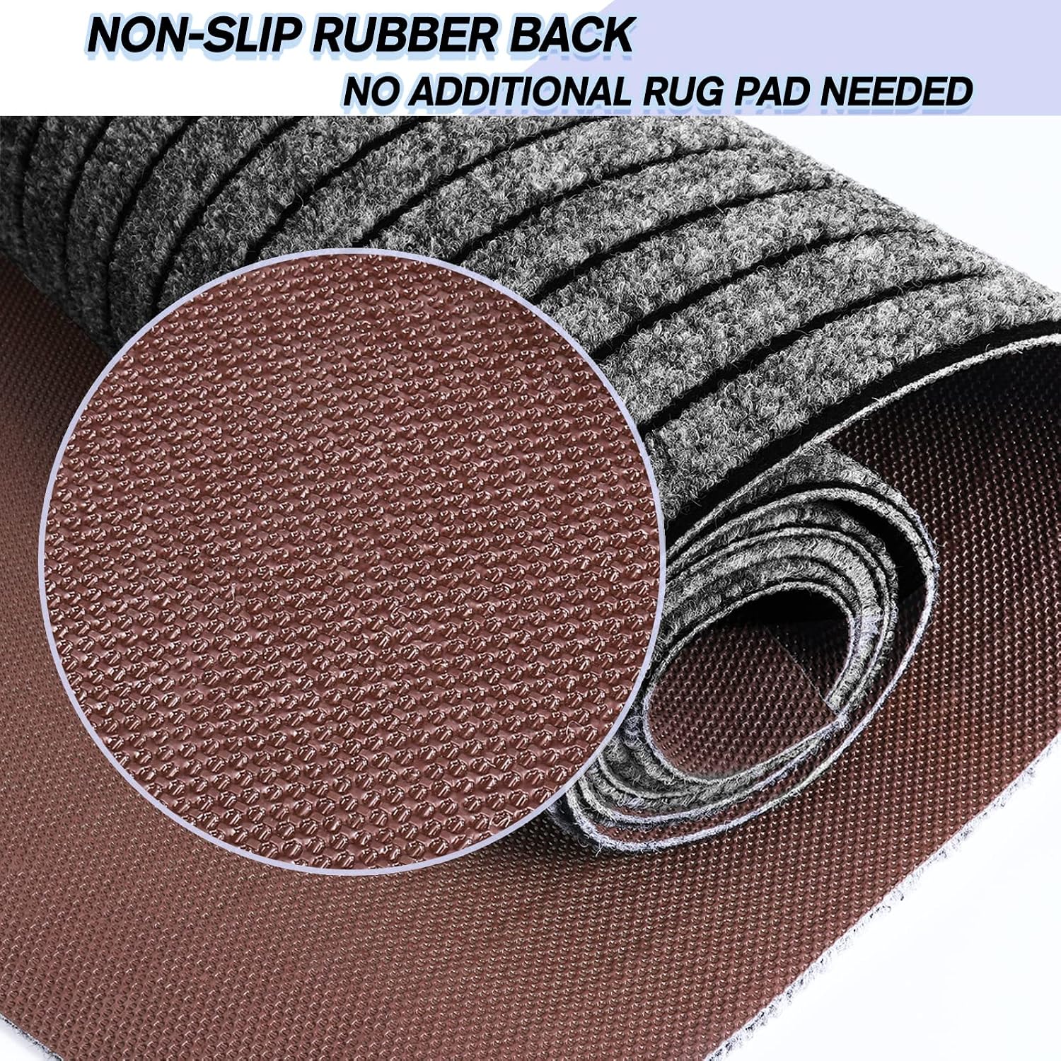 Custom Size Backed Non-Slip Area Rugs Runner, Easy Clean, Waterproof Runner Rugs for Hallway Entryway, Kitchen, Laundry, 2FT x 7FT, Gray Stripe