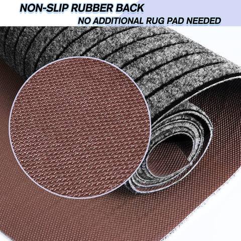 Custom Size Backed Non-Slip Area Rugs Runner, Easy Clean, Waterproof Runner Rugs for Hallway Entryway, Kitchen, Laundry, 2FT x 7FT, Gray Stripe