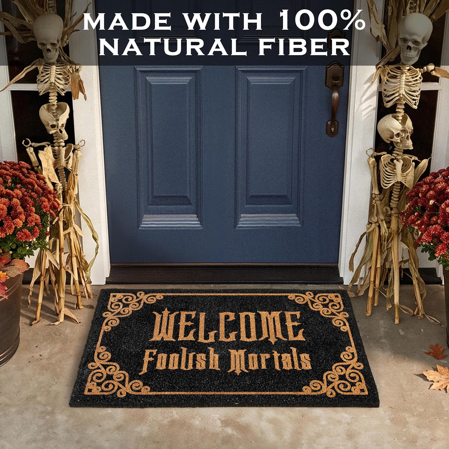 Welcome Foolish Mortals Doormat 30x17 Inch Haunted Mansion Welcome Mat Coir