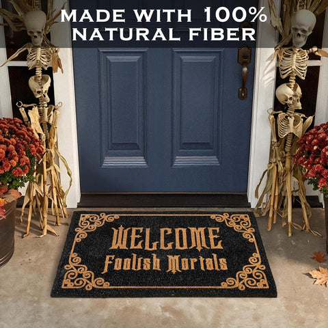 Welcome Foolish Mortals Doormat 30x17 Inch Haunted Mansion Welcome Mat Coir