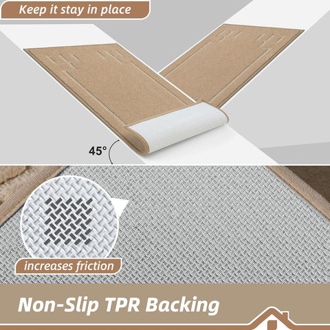 BEQHAUSE Door Mat 24" x 60", Non-Slip Door Mats Indoor Washable, Beige