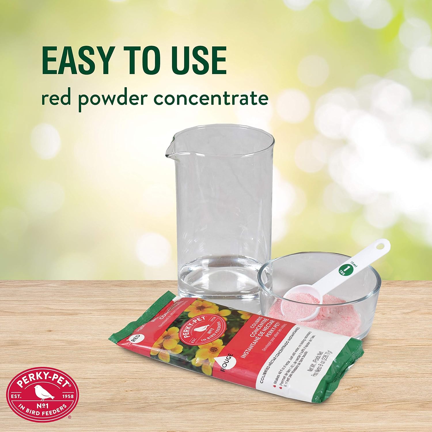 Perky-Pet Hummingbird Nectar Concentrate for Hummingbird Feeders - 8 oz Powder - Makes 48 fl oz Nectar - 240SF - Attract and Feed Humming Birds