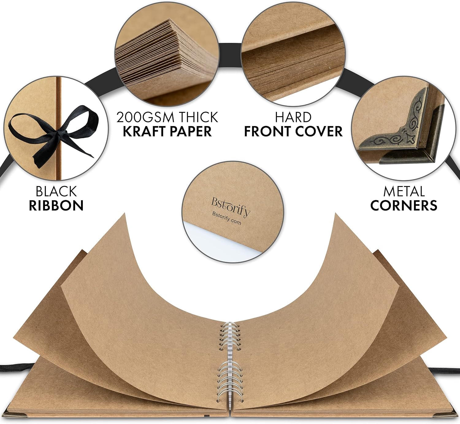 Bstorify Scrapbook Album 60 Pages (8 x 8 Inch) Brown Photo Album Scrap Book