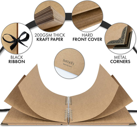 Bstorify Scrapbook Album 60 Pages (8 x 8 Inch) Brown Photo Album Scrap Book