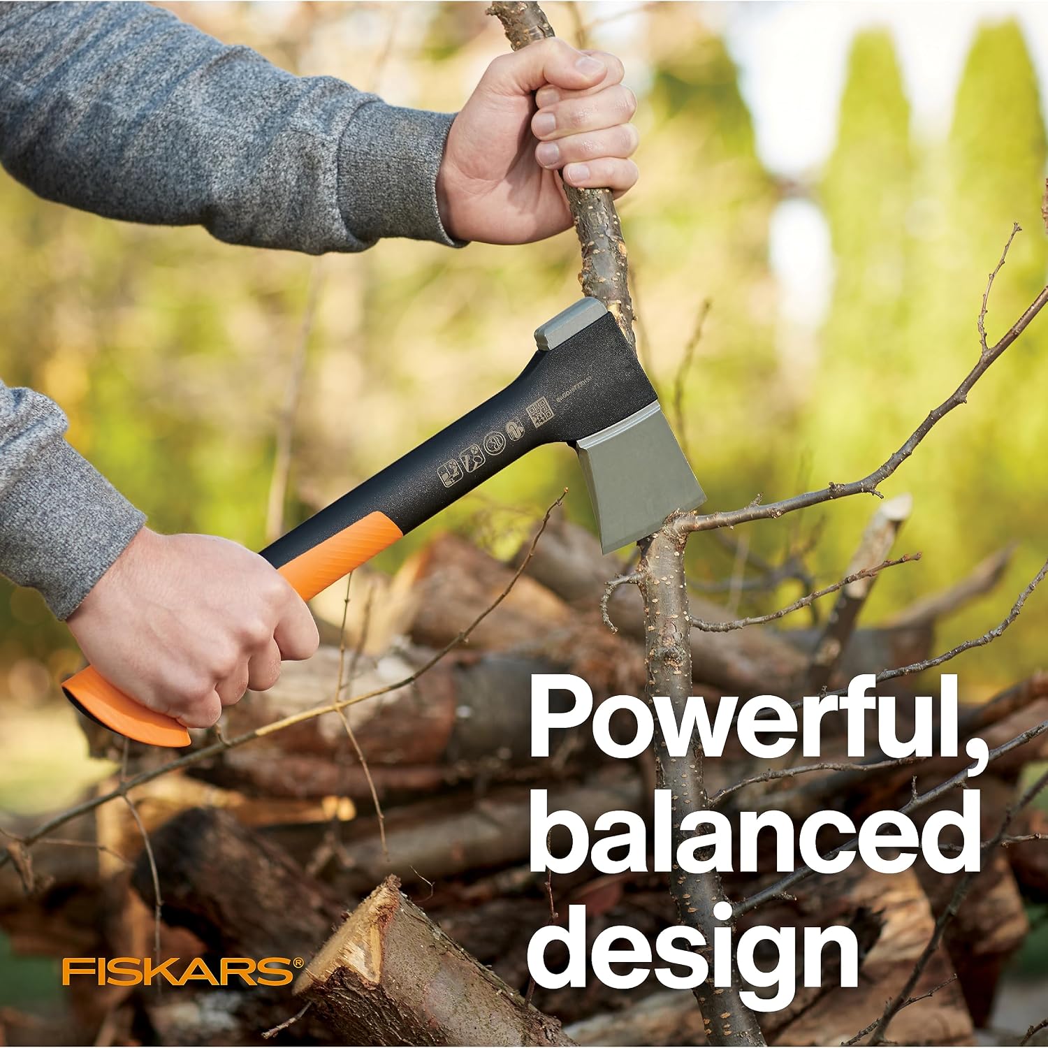 Fiskars X7 Small Hatchet Axe 14", for Camping & Chopping Wood Kindling