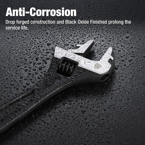 WORKPRO 4-Piece Adjustable Wrench Set, 6"-12", Cr-V Steel, Black Oxide
