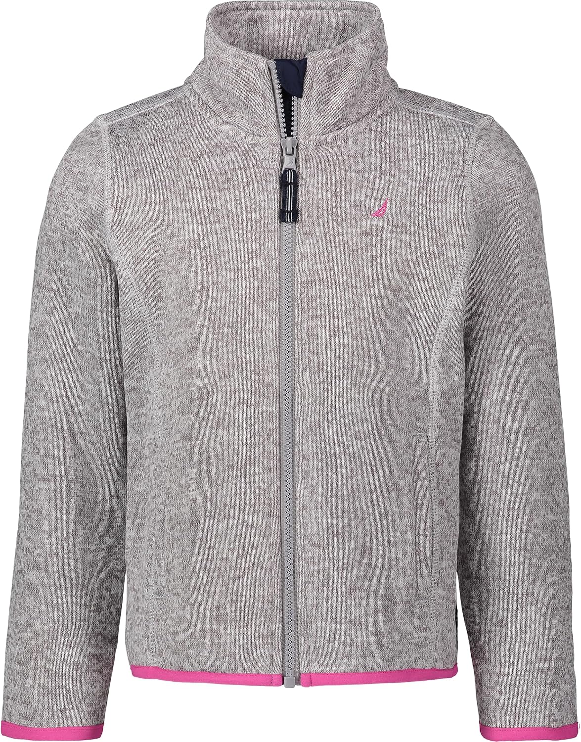 Nautica Girls' Full-Zip Fleece Jacket, Signature Logo Design, Lightweight & Wind Resistant