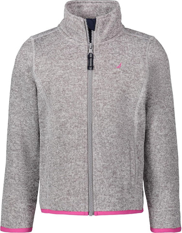 Nautica Girls' Full-Zip Fleece Jacket, Signature Logo Design, Lightweight & Wind Resistant