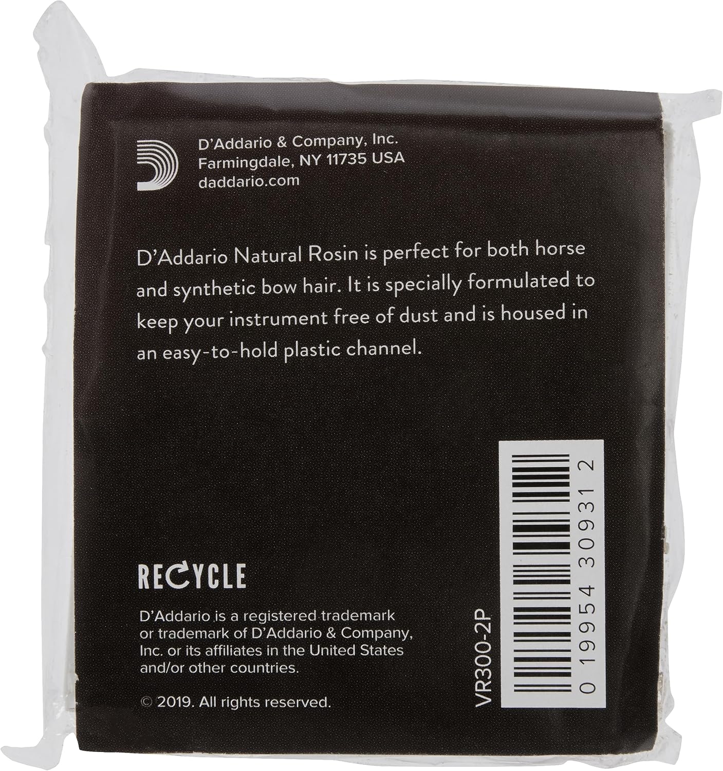 D'Addario Natural Violin & Cello Rosin, Dark, 2 Pack