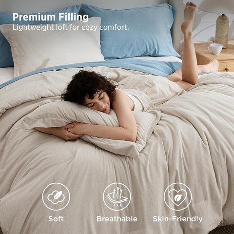 Bedsure King Size Comforter Set - Beige King Comforter Set, Soft Bedding for All Seasons, Cationic Dyed Bedding Set, 3 Pieces, 1 Comforter (104"x90") and 2 Pillow Shams (20"x36"+2")
