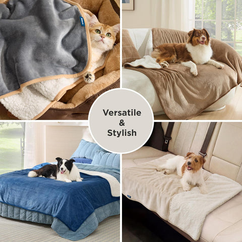 Bedsure Waterproof Dog Blankets for Large Dogs Sherpa Fleece Throw, 40X50