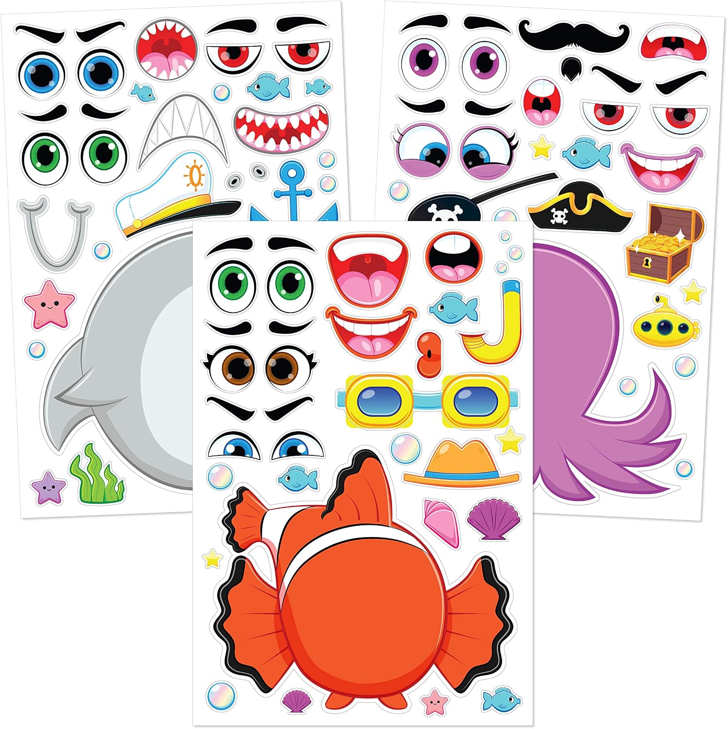 JOYIN 36 Sheets 9"x6" Make a face Stickers for Kids, Make Your Own Animal Stickers with Unicorn, Dinosaur, Sea and Safari Animals, Crafts Birthday Party Favors, Goodie Bags Classroom Activities
