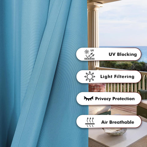 BONZER Waterproof Outdoor Curtains for Patio Porch Pergola Cabana