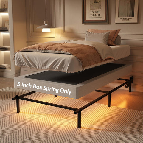 YORMDMO 5 Inch Box Spring, Twin Size Box Springs with Fabric Cover, Heavy Duty Metal Low-Profile Foundations Easy Assembly 3000 lbs Capacity