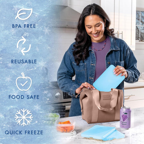 Cool Coolers by Fit & Fresh XL Slim Ice Packs, Quick Freeze Reusable Ice Packs for Lunch Boxes & Coolers, Long-Lasting, Space Saving Cooler Ice Packs