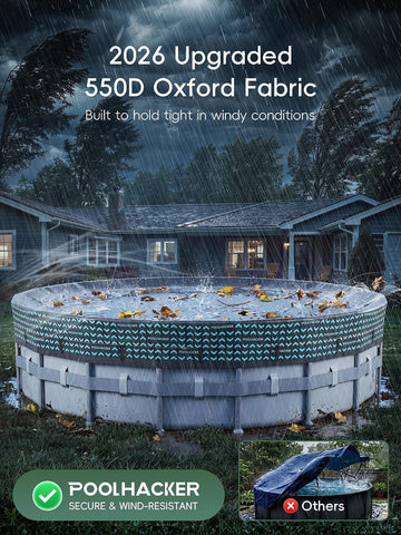 POOLHACKER 550D Heavy-Duty 21 ft Round Pool Cover for Above Ground Pools