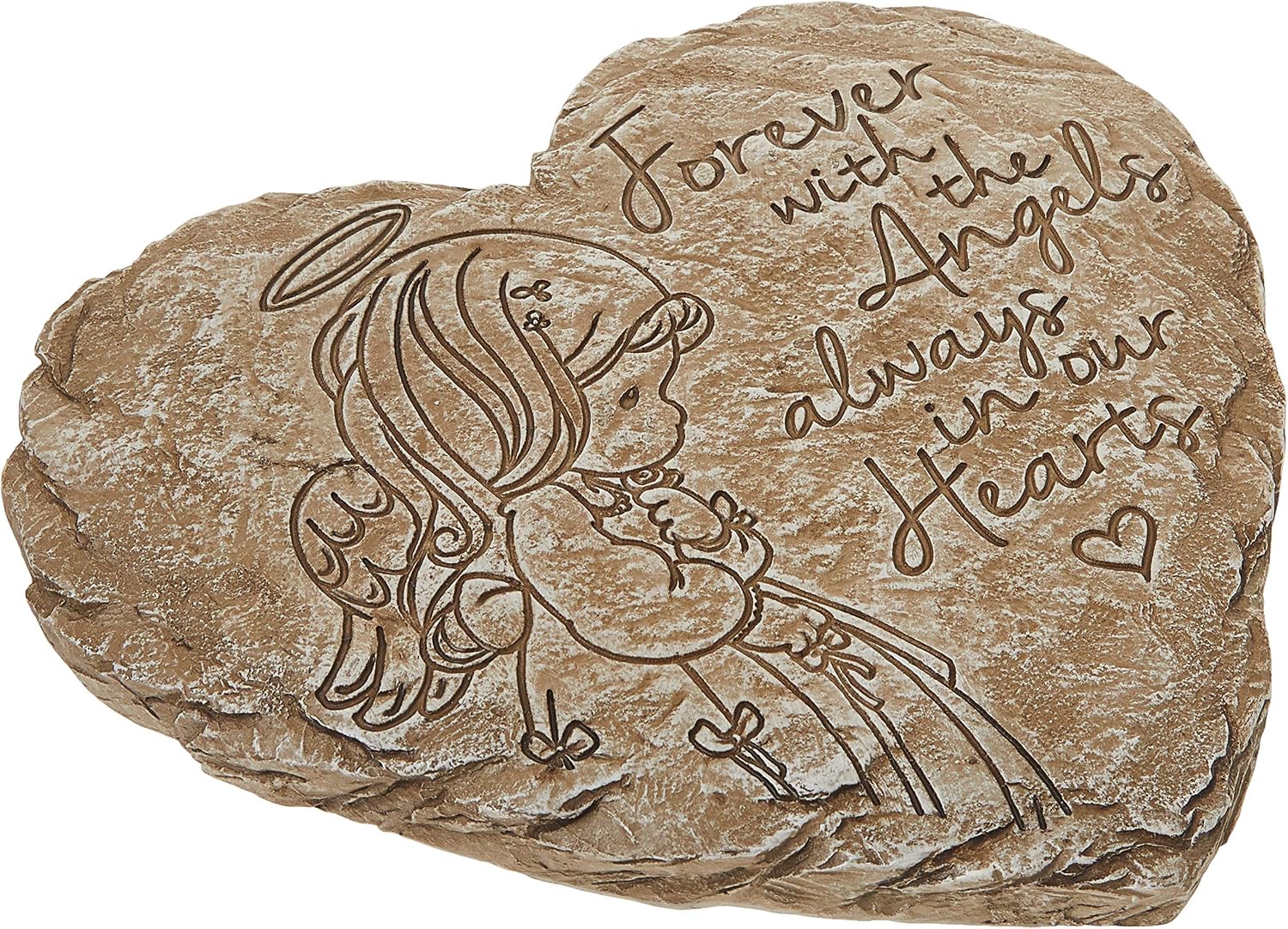 Precious Moments Garden Gifts 171459 Forever with The Angels, Always in Our Hearts Decorative Resin Angel Memorial Garden Stone, Gray, 8-inch Long by 7.25-in Wide