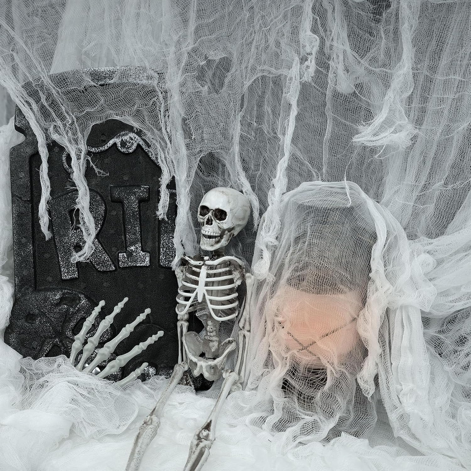 410 x 80 in Halloween Creepy Cloth for Yard and Outdoor Decorations,White