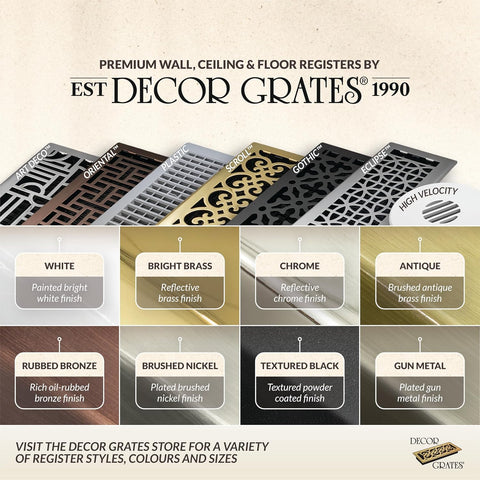 Décor Grates ADH412-NKL Art Deco Floor Register, 4x12 Inches, Brushed Nickel, 1 Pack