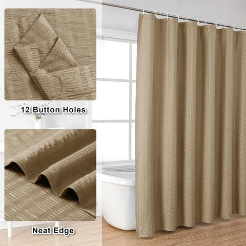 Aiyufeng Taupe Shower Curtain for Bathroom, Embossed Textured Fabric Shower Curtain for Bathroom - Soft Cloth & Hotel Spa, Machine Washable, 72X96, Taupe