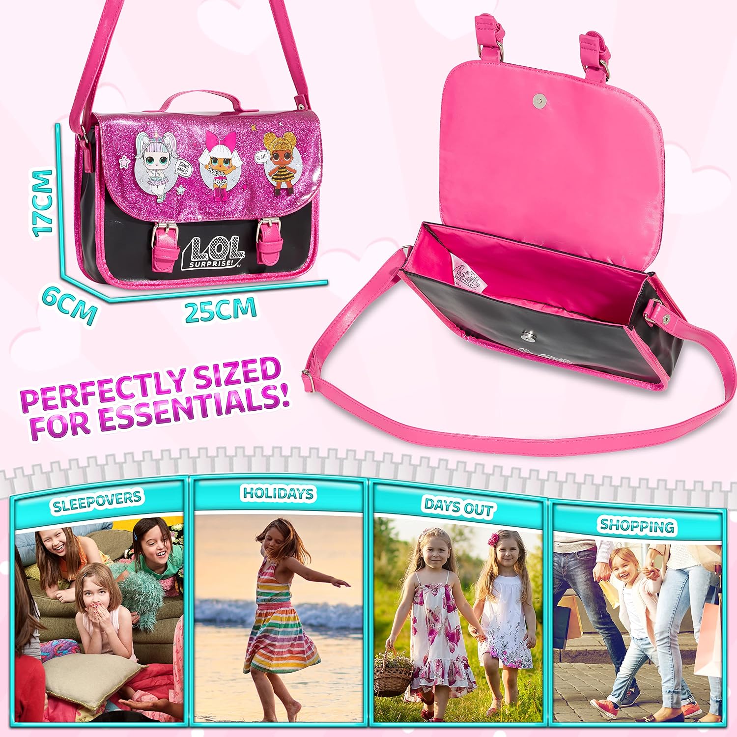 L.O.L. Surprise! Girls Handbag - Kids Crossbody Shoulder Bag Adjustable Strap - LOL Gifts for Girls